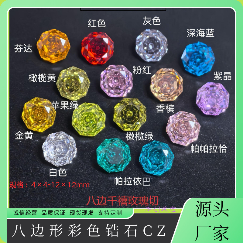 Оптовая продажа восьмигранного камня тысячелетия цветного циркония синтетический для DIY