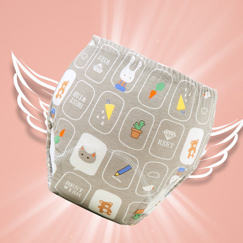 Cross-Border Baby Children's Training Pants Waterproof Diaper Pants Infant Cartoon Breathable Potty Training Pants Pure Cotton Toddler Learning Pants