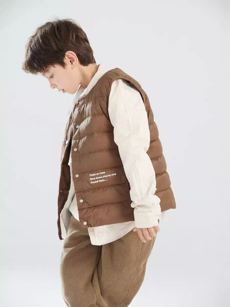 Xiaoman Goose Korean Children's Clothing Girls' down Vest Autumn and Winter Outer Wear 2024 New Boys' Light Sleeveless Vest