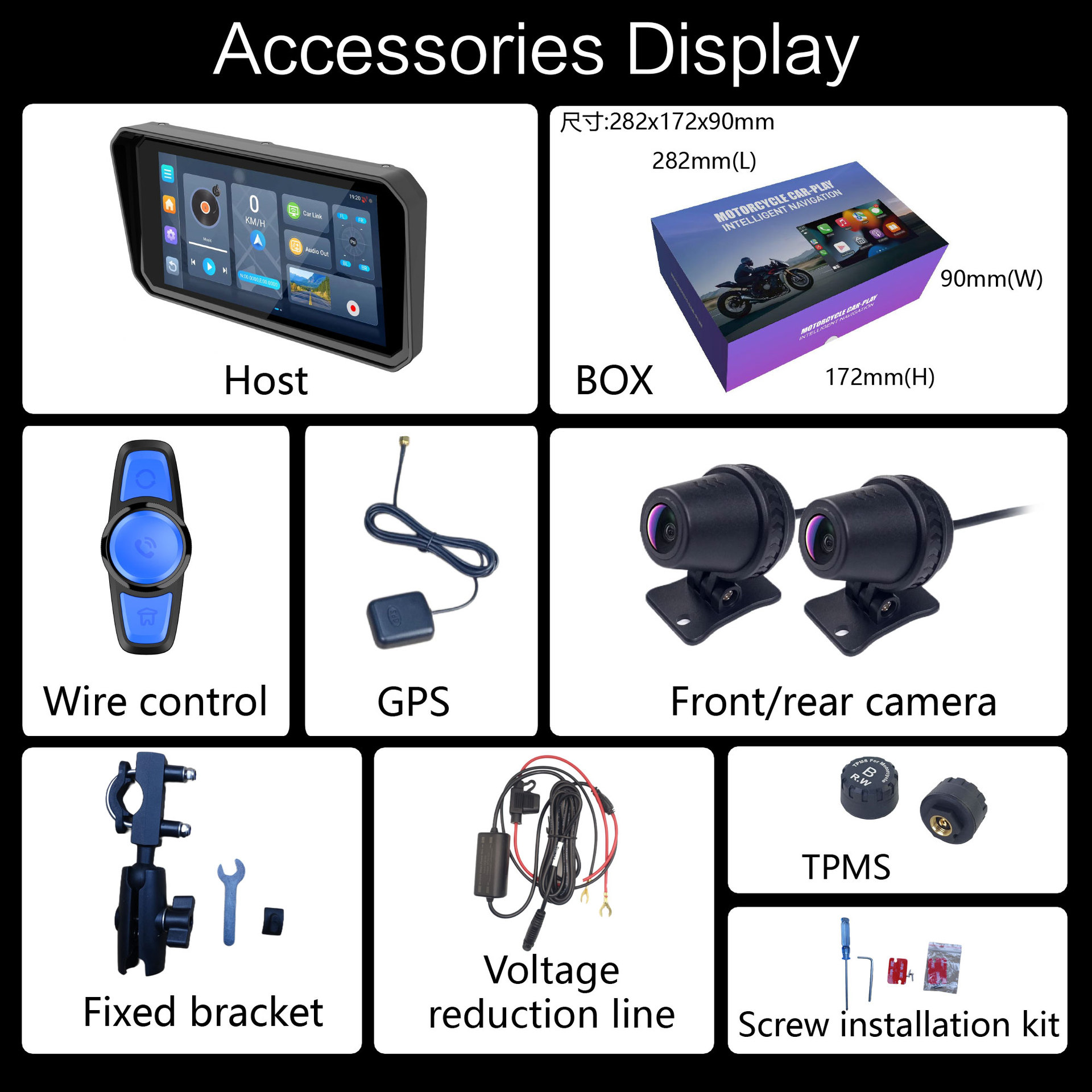 6inch Android 14 System 8-Core Motorcycle Carplay/Android Auto Recorder Dual Recording Tire Pressure Gps