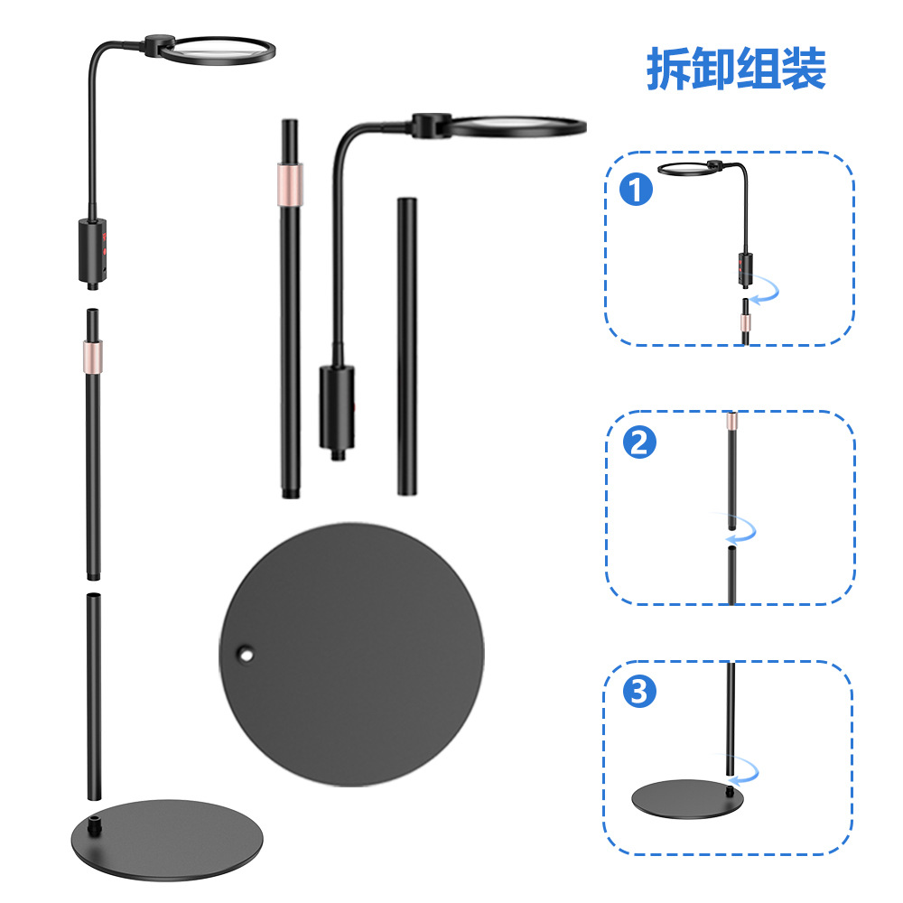 New Popular Floor-Standing Living Room Sofa Learning Reading Eye Protection Retractable High-Definition High-Transparency Three-Color Warm Table Lamp Magnification