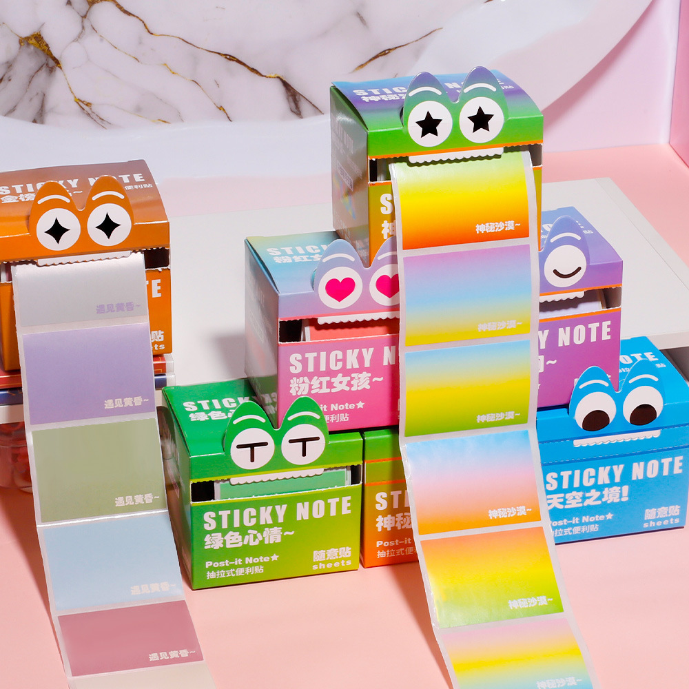 Ins Creative Gradient Pull-Out Sticky Notes Student High-Looking Durable Cartoon Small Stationery Gifts Wholesale