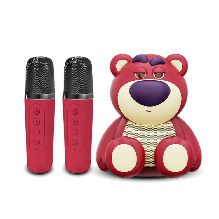 Disney Strawberry Bear Wireless Bluetooth Speaker Dual Microphone Combo Small Steel Cannon Karaoke Audio Birthday Gift