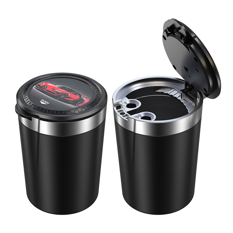 Car supplies car ashtray multi-function with cover LED with light car portable one-button open cover personalized creative