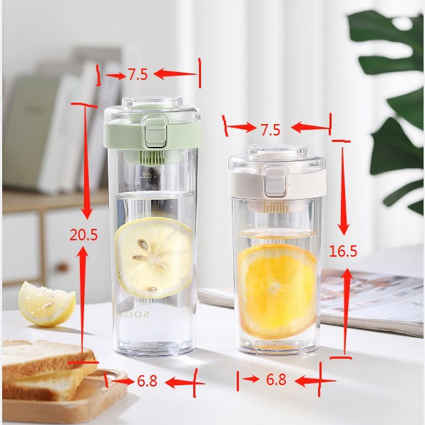 Tea Water Separation Cup, High-Looking Double-Layer Insulated Household 500ml Student Portable Bubble Anti-Scalding Tea Cup