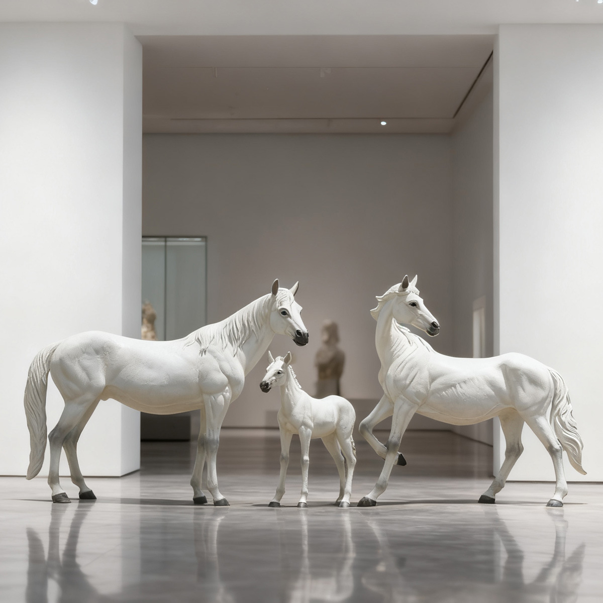 Скульптура лошади для улицы, стекловолоконные большие украшения для гостиной, модели животных для торговых центров и детских садов