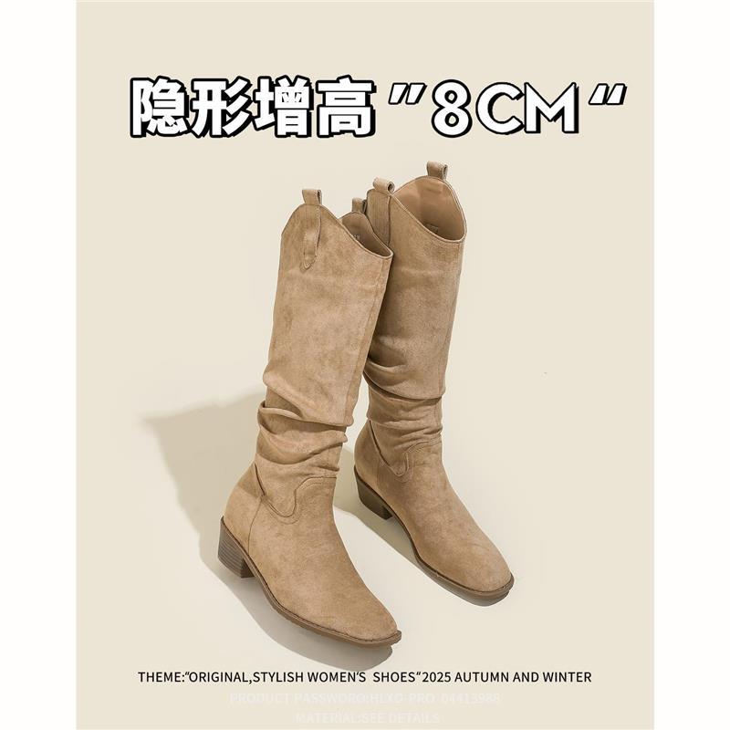 Sheepskin ~ Retro Inner Boots for Women 2025 New Thick Heel Slim Knight Boots Maillard High Boots for Women