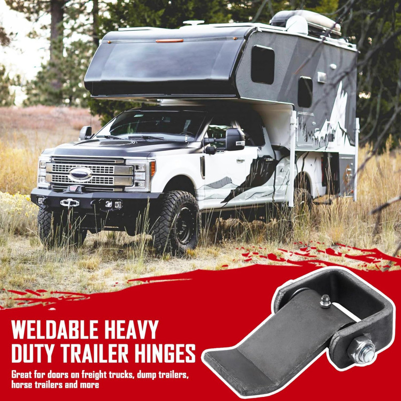 Trailer Hinge Welding Heavy-Duty Lubricable Dump Trailer Truck Door Hinge with Short Leaf, 4 Pack