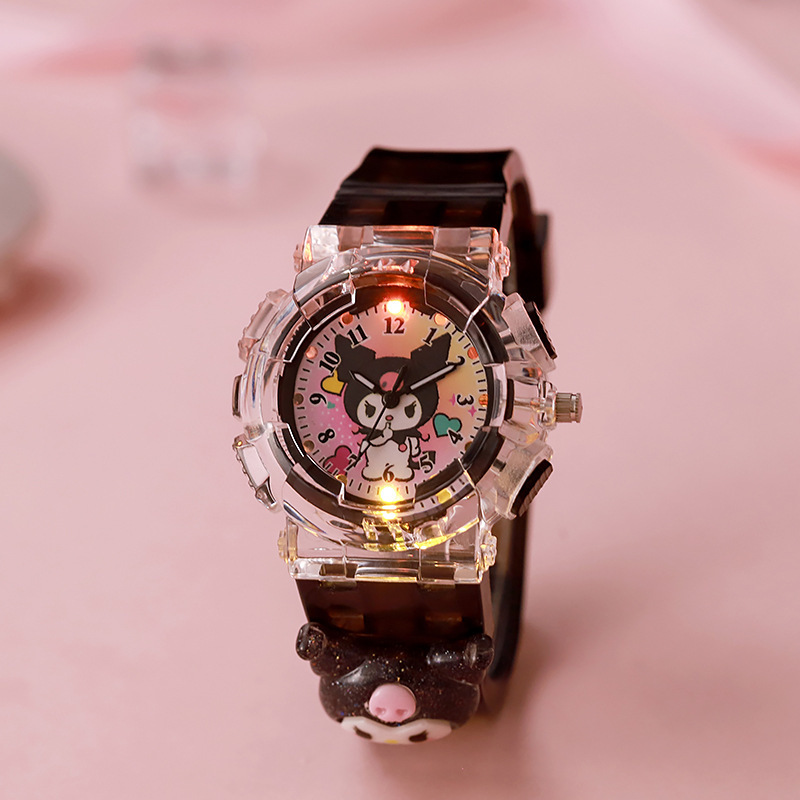 Children's Watch Cartoon Sanrio Kurome Electronic Watch for Primary and Secondary School Students Digital Pointer Quartz Watch for Girls