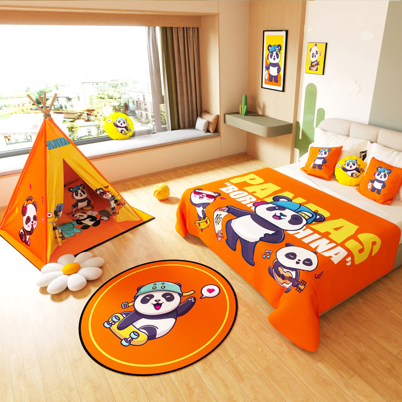 Theme Hotel Children's Parent-Child Room Layout Homestay Hotel Apartment Cartoon Animation Tent Bed Tail Bed Flag Bed Cover