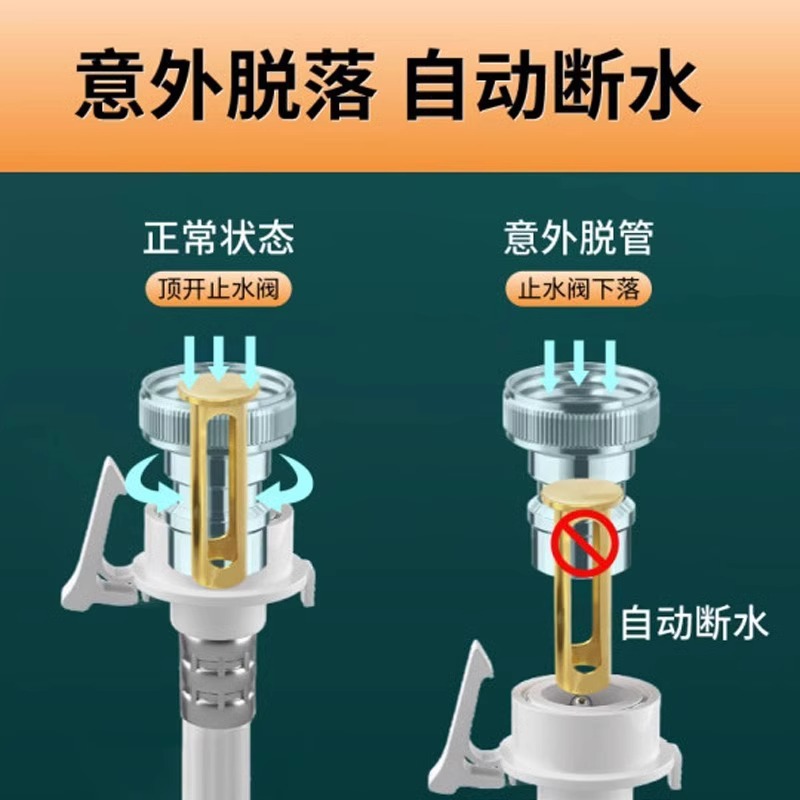 Automatic Water Stop Valve All-Copper Washing Machine Faucet Household Faucet Snap-On Spout Connector Automatic 4-Point Special