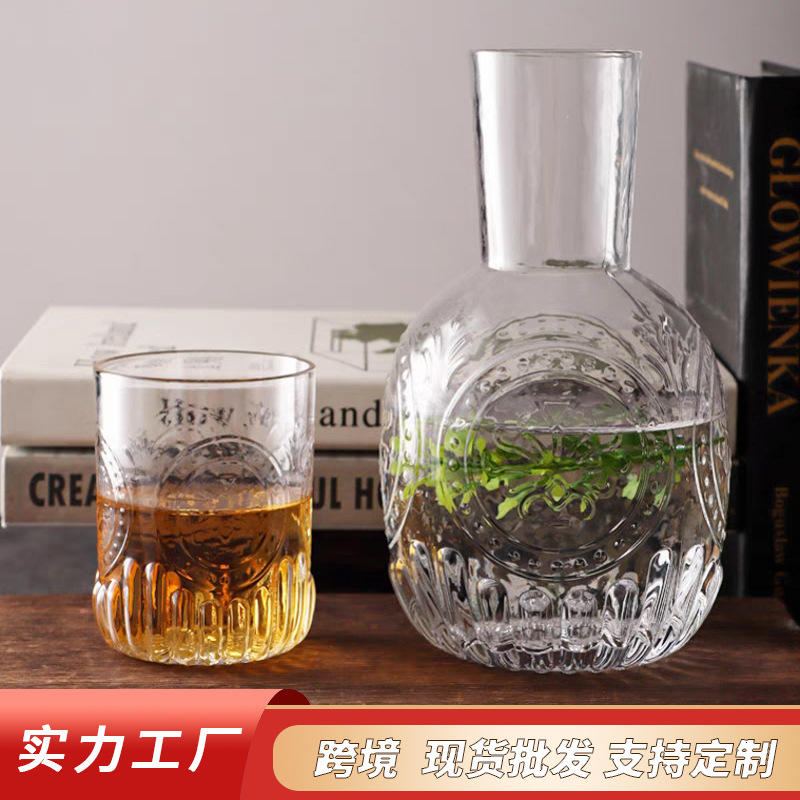 Кросс-Бордер Креативный Ретро Резной Холодный Водяной Чайник Стеклянный Набор Стойкий к Высокой Температуре Холодный Чайник Чайник