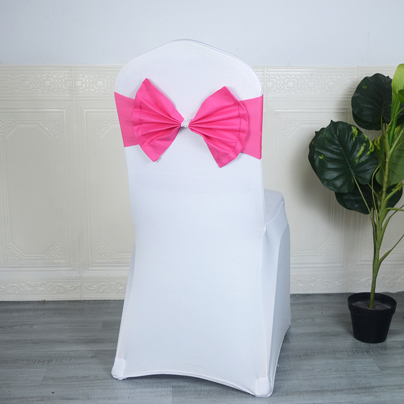 Cross-border Stretch-free Wedding Chair Back Flower Chair Bow Decorative Chair Cover Stool Strap Hotel Big Bow
