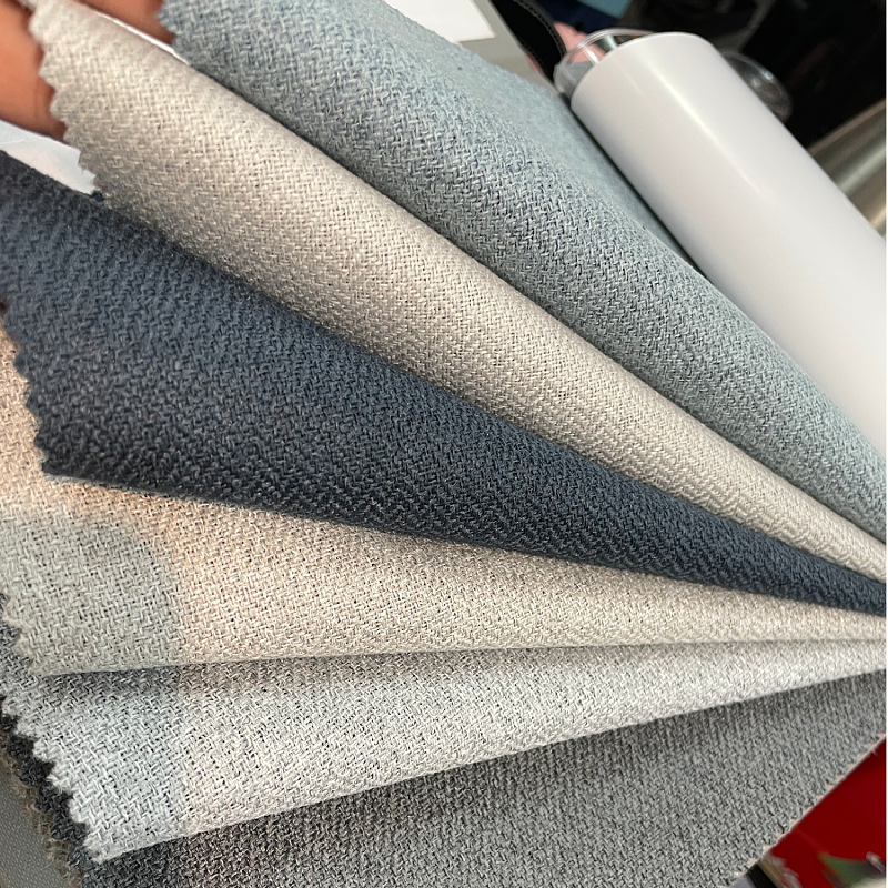 Modern Simple Solid Color Full Shading Nano Cotton Hemp Curtain Hotel Engineering Cross-border Foreign Trade Finished Curtain Fabric