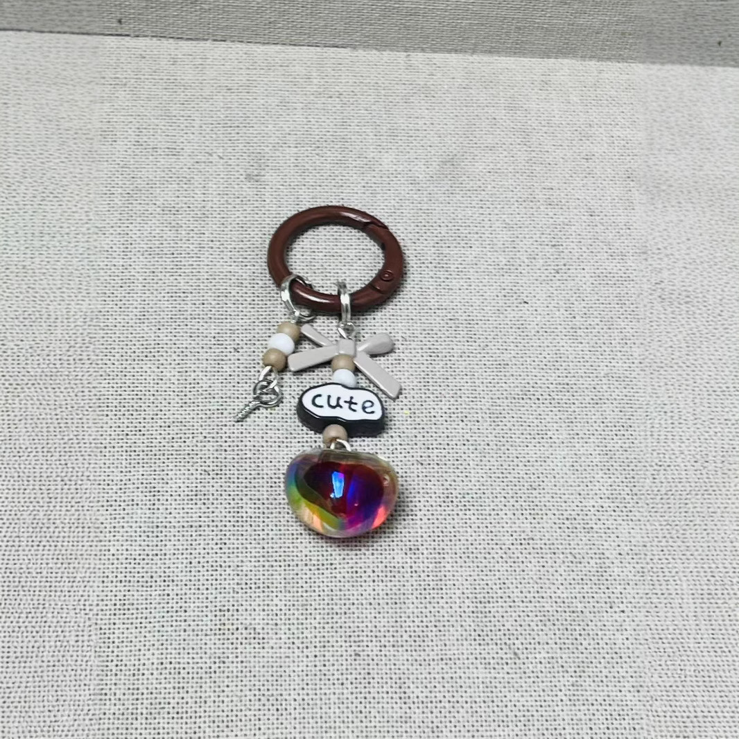 Simple Handmade DIY Pom-Pom Letter Blind Box Cute Charm Pendant Beaded Keychain Phone Chain Bag Decoration Cute