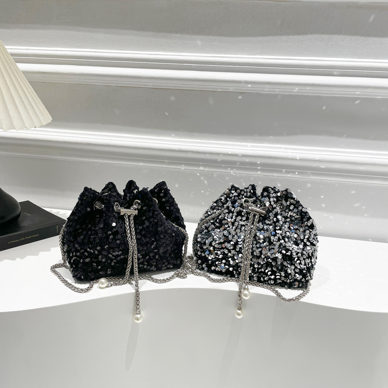 Новая модная сумка через плечо для ужина, персонализированная, с пайетками, на завязках, 2025, цепочная сумка для женщин