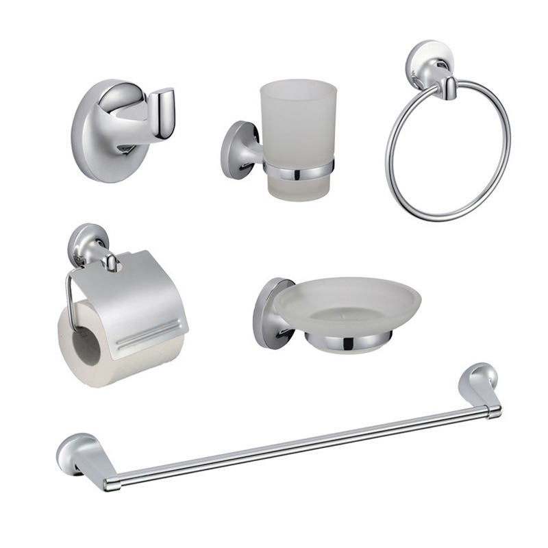 Paper towel rack sanitary ware pendant zinc alloy stainless steel bathroom pendant suit towel rack suit towel bar six-piece set