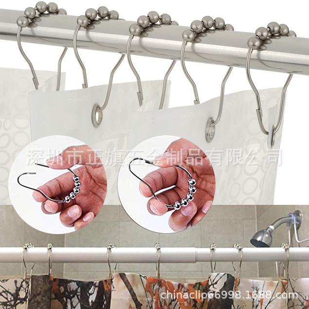 Stainless steel with ball shower curtain curtain gourd buckle bed curtain shower curtain gourd shaped hook metal shower curtain curtain buckle