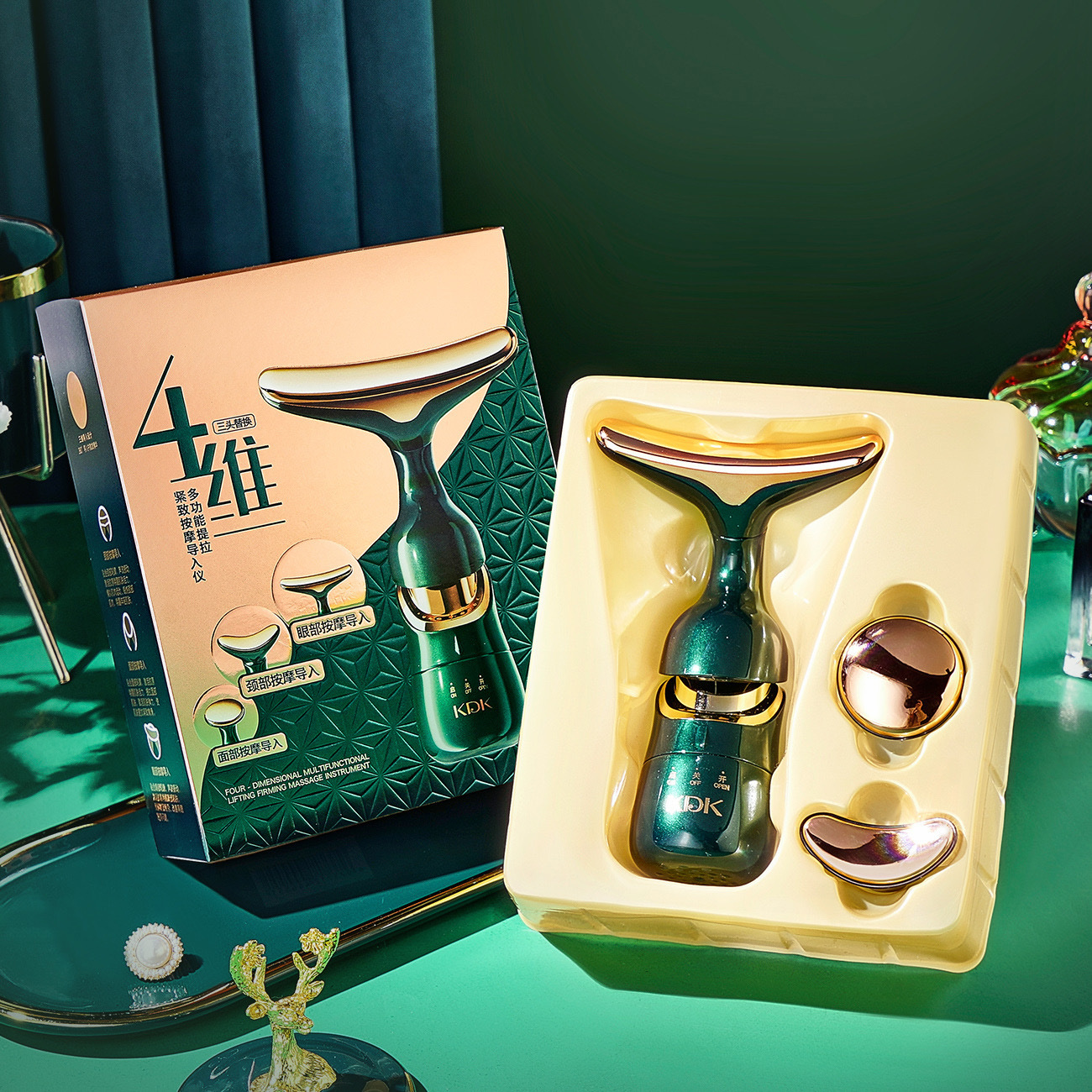 KDK косметический инструмент, четырехмерный многофункциональный электрический массажный инструмент для лица, один прибор для трех тел