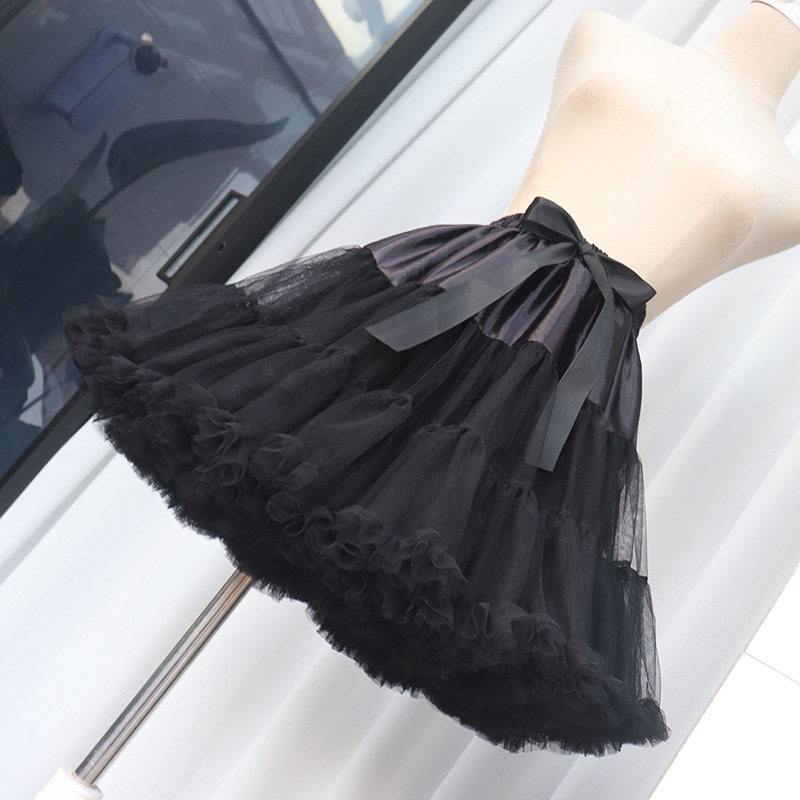 Pettiskirt Cloud soft mesh half-length lolita boneless Black Watch performance Daily skirt support foreign trade cross-border exclusive