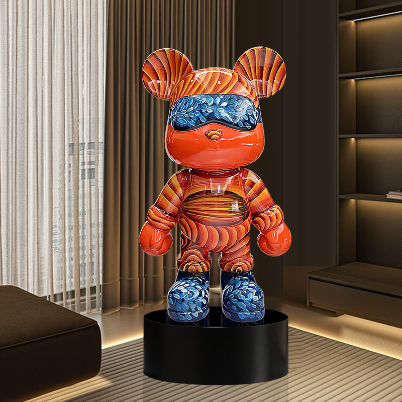 Hand-Painted Fluid Bear Floor-Standing Large Ornaments Modern Living Room Villa Lobby Cartoon Internet Celebrity Violent Bear Factory Direct Sale