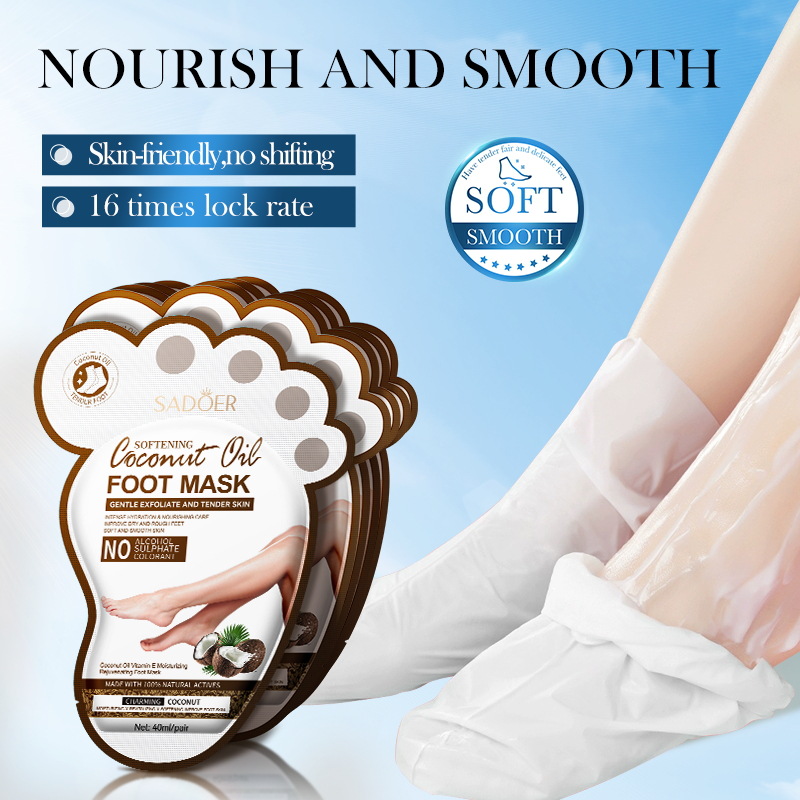 Cross-Border Coconut Oil Vitamin E Foot Mask 40ml Autumn and Winter Skin Rejuvenation Foot Mask Foreign Trade Skin Care Products Wholesale