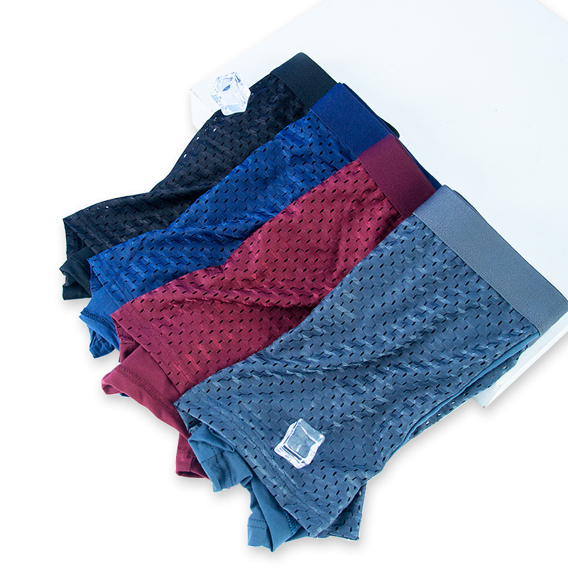 New Men's Underwear Men's Ice Silk Mesh Boxer Breathable Mesh Boxer Shorts Youth Shorts Summer