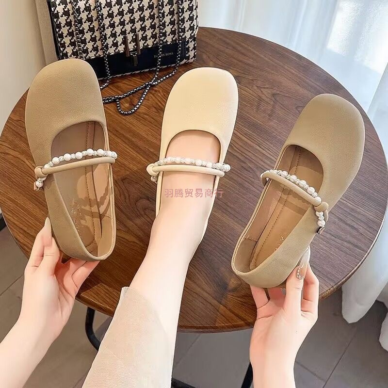 Matching Skirts and Flats for Women 2025 Spring and Summer Evening Shoes New Mary Jane Versatile Soft Leather Beanie Flats