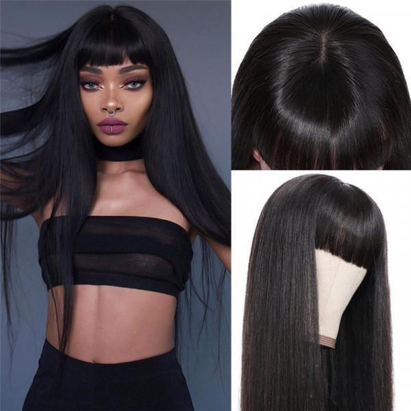European and American Cross-border Wig Independent Station Women's Air Bangs Long Straight Hair European and American High Temperature Silk Chemical Fiber Wig Headgear