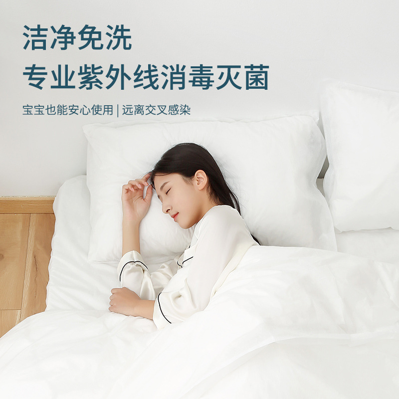 Disposable Sterilized Bed Bed Sheets, Quilt Cover, Pillowcase Three-Piece Set, Single Set, Travel Thickeneded Bedding, Portable