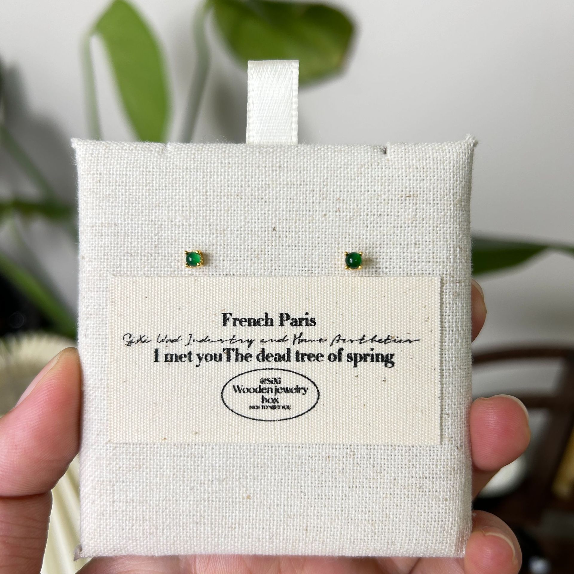 Sihui Source Natural Emerald Dangerous Material Ice-seed Yang Green Earrings S925 Sterling Silver Mini All-match Earrings Accessories