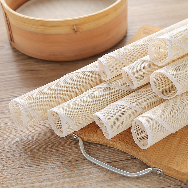 Round Non-stick Steamer Cloth Pure Cotton Gauze Steamed Bread Steamer Pot Mat Steamer Mat Small Cage Original Color Dim Pad Cloth