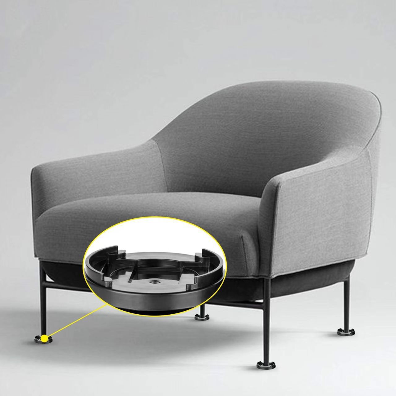 Round Multi-Card Slot Design Bed Foot Table Foot Cabinet Foot Furniture Foot Pad Anti-Slip Solid Wheel to Prevent Cuts on Floor Carpet