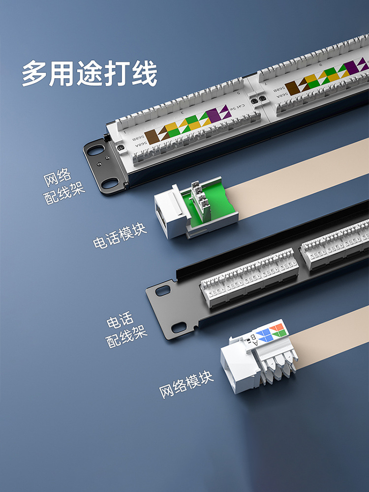 Network Cable Crimping Tool, Multifunctional Engineering Telephone Line Network Module Patch Panel Crimping Tool, Wire Crimper