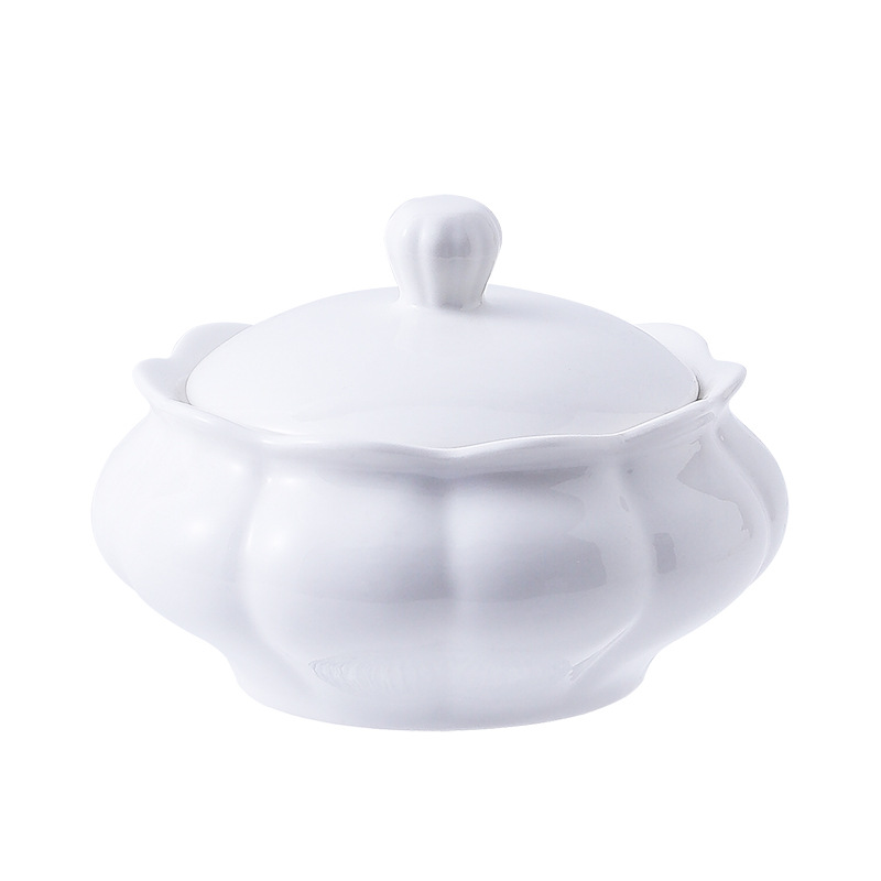 Restaurant Hotel Ceramic Stew Pot with Lid Water-proof Stew Bird's Nest Bowl Soup Pot Commercial Steamed Egg Bowl Stew Pot with Lid