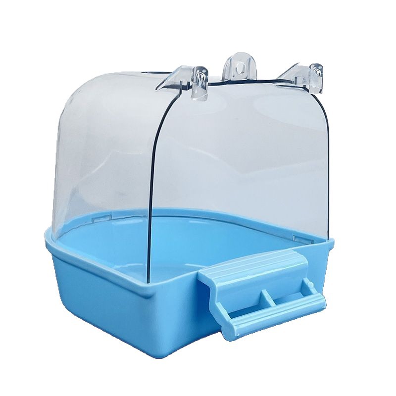 Bird Bath Box for Myna, Cockatiel, Lovebird, Budgie Supplies, Transparent Large Bath Tub Toy Bathing Device