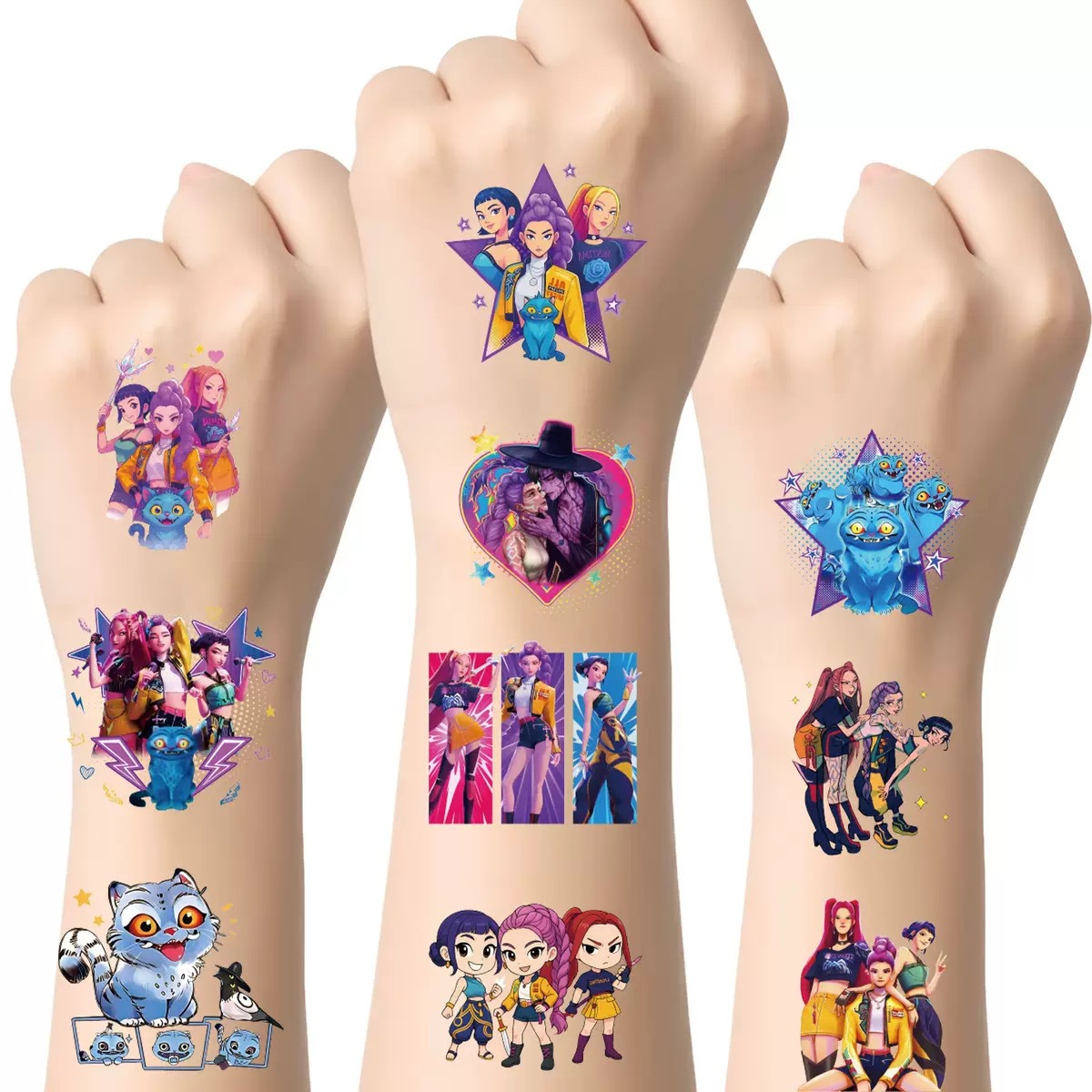 Cross-Border K-Pop Girl Group Tattoo Stickers, High-End Colorful Cartoon Anime Waterproof Creative Washable Tattoo Stickers