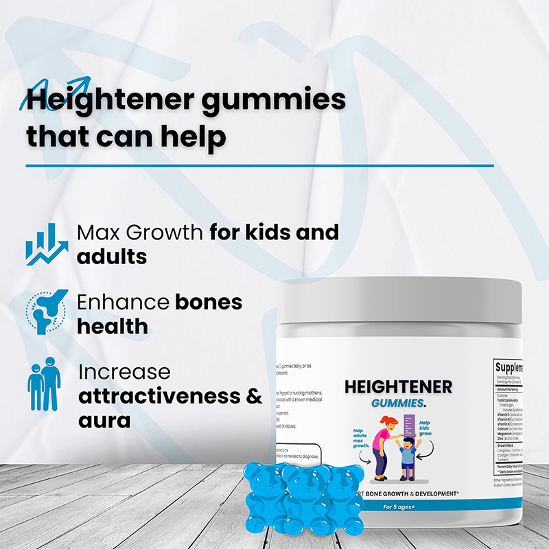 In-Stock Free Shipping Independent Site Amazon Cross-Border Popular 60-Piece Height Gummies Heightener Source Factory Wholesale