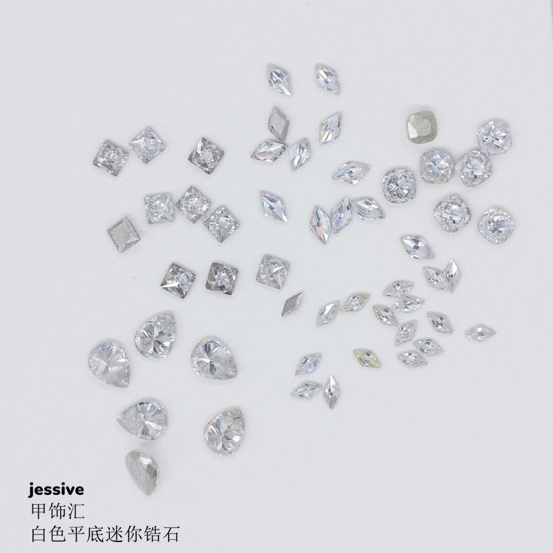 Nail art zircon mini diamond rose cut plated bottom Super Flash flat square water drop horse eye heart shaped diamond nail accessories