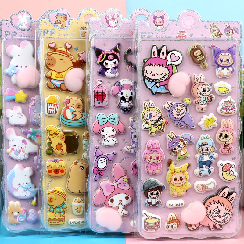 Thickened Soft Cute Butt Pinch Decompression Stickers for Kidsren Cartoon Labubu Unicorn Sanrio Animal Panda