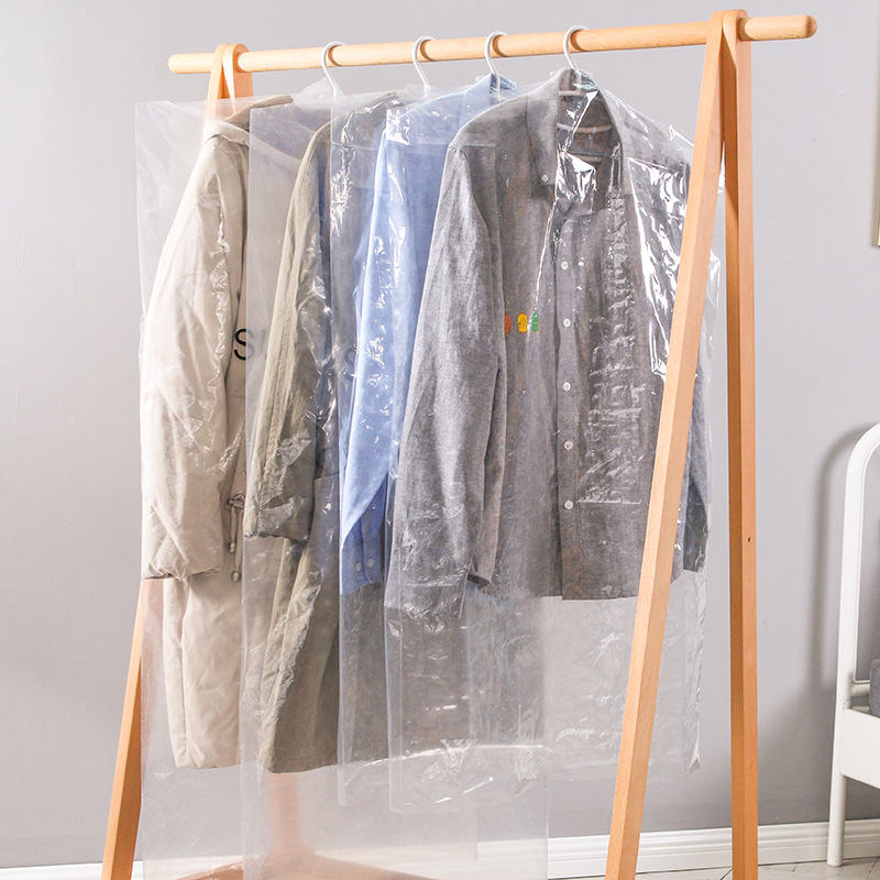 Clothes Dust Cover Transparent Disposable Clothes Hanging Bag Dry Cleaner Suit Coat Dust Cover Garment Plastic Dust Bag