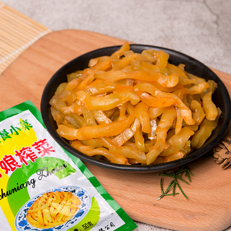 Fuling Pickled Mustard Greens 50g Bagged, Light and Savory Side Dish, Pickled Vegetables, Pickled Cabbage, Wholesale Whole Box, Mixed with Rice