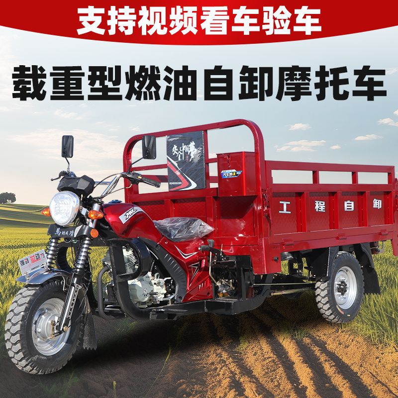 Three-Wheeled and Five-Wheeled Gasoline-Powered Cargo Dump Trucks, Agricultural Transport Vehicles, Zongshen Three-Wheeled Gasoline Motorcycles