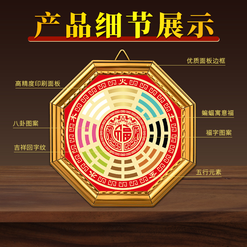 2025 New Five Elements Five Emperors Money Bagua Mirror Fu Living Room Door to Door Door Window Balcony Home
