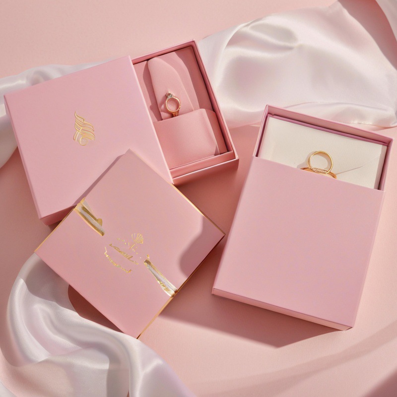 Pink Drawer Gift Box Custom Jewelry Jewelry Silk Scarf Eye Mask High-end Square Pull Kraft Paper Packaging Box