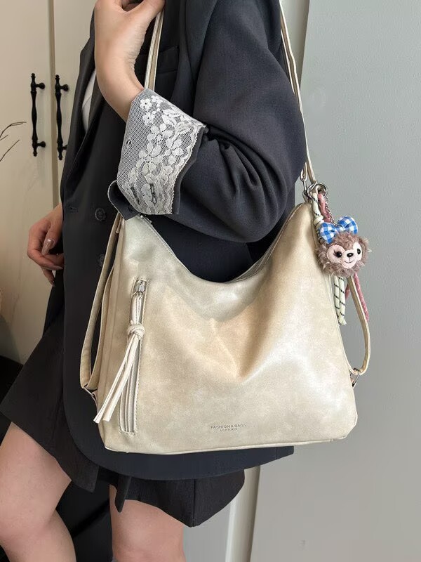 Large-Capacity Bag for Women, New Korean Style Women's Bag, Versatile Casual Soft Leather Shoulder Crossbody Bag, Work Commute Tote Bag