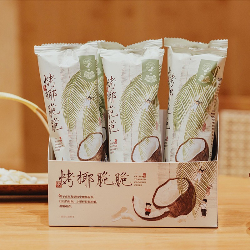 Чайные полоски жареного кокоса в упаковке для подарка, чипсы, сушеные фрукты и овощи, выпечка, чайный перерыв, флагманский стиль