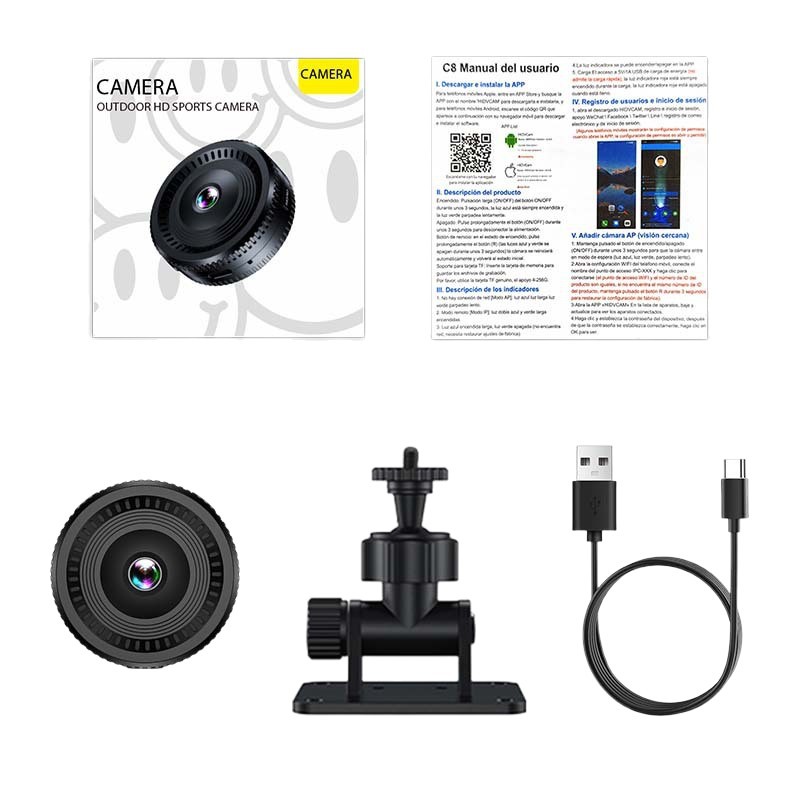 C8 New Hd Camera Hd Wireless Smart Outdoor Sports Small Camera Indoor Wifi Night Vision Camera