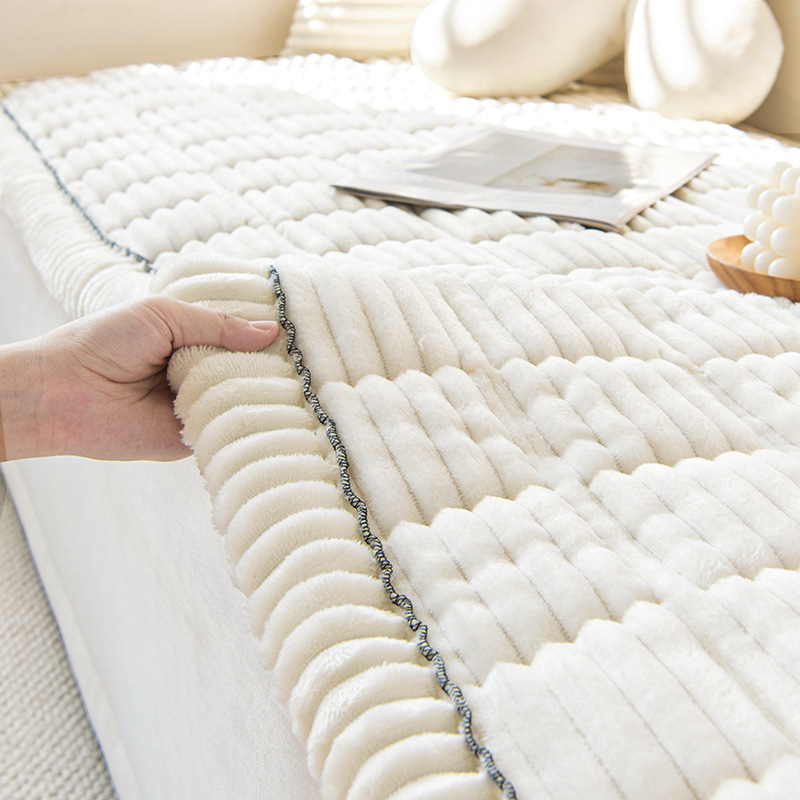 Corduroy Sofa Cushion Autumn and Winter New 2025 Plush Cushion Simple Modern Non-Slip Leather Sofa Cover Cover Cloth