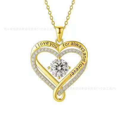 Live explosions 1 karat imitation moissanite love necklace female clavicle chain eight hearts eight arrows zircon pendant jewelry